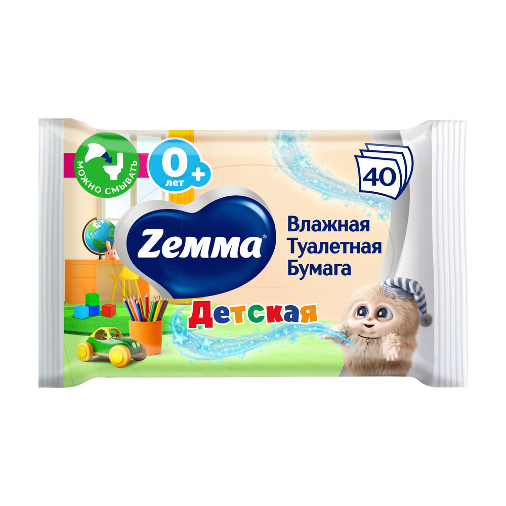 Туалетная бумага Влажная ZEMMA 40шт Детская