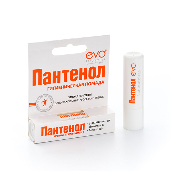 Помада гигиеническая EVO Пантенол 2,8г для сухой и обветренной кожи губ