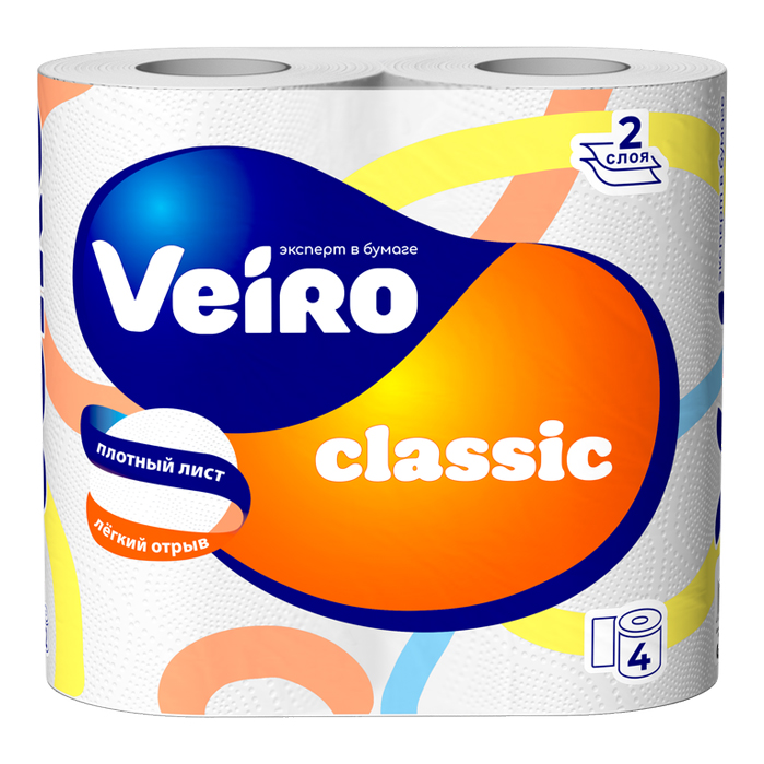 Бумага туалетная VEIRO Classic 4шт 2сл Белая
