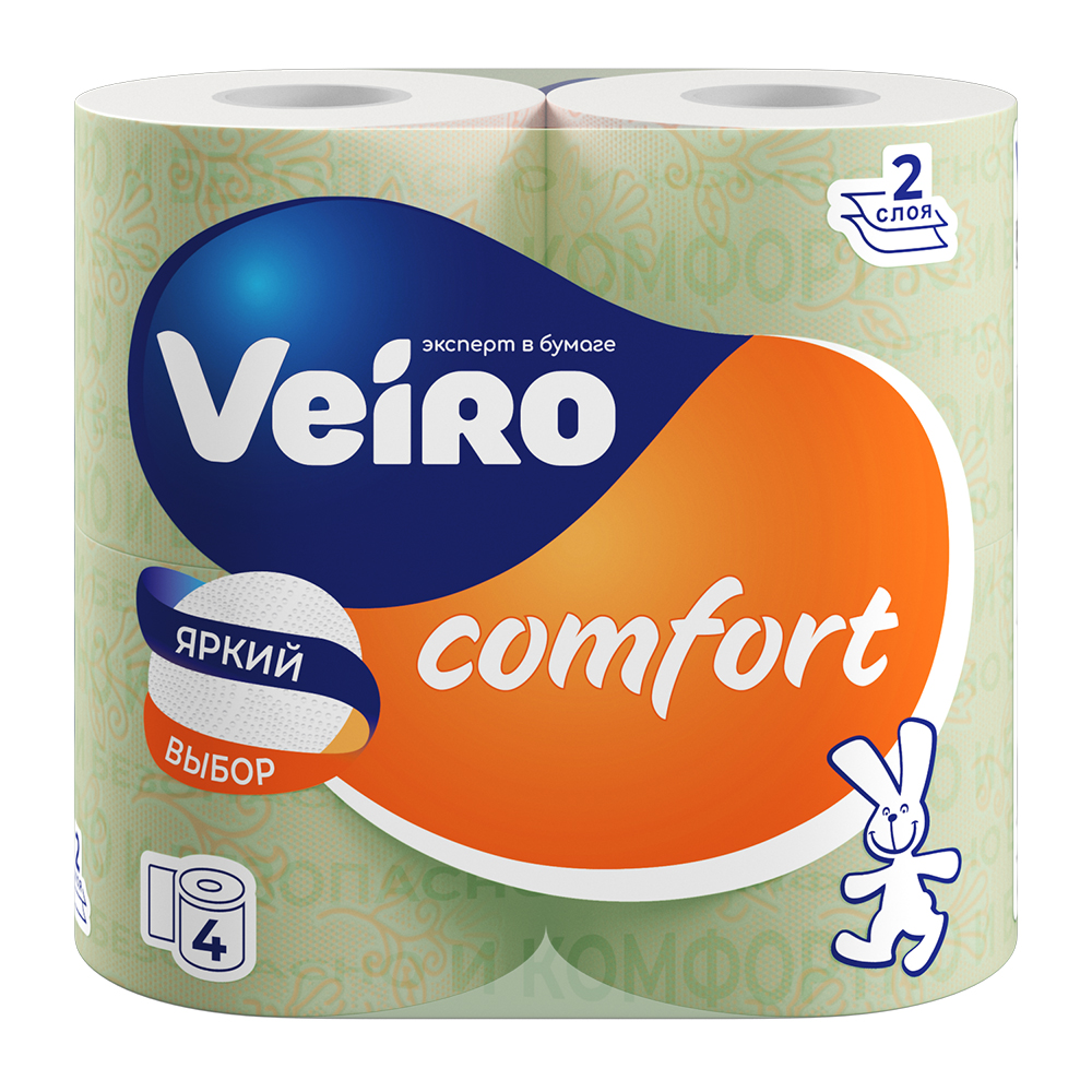 Туалетная бумага VEIRO Comfort 4шт 2сл с рисунком