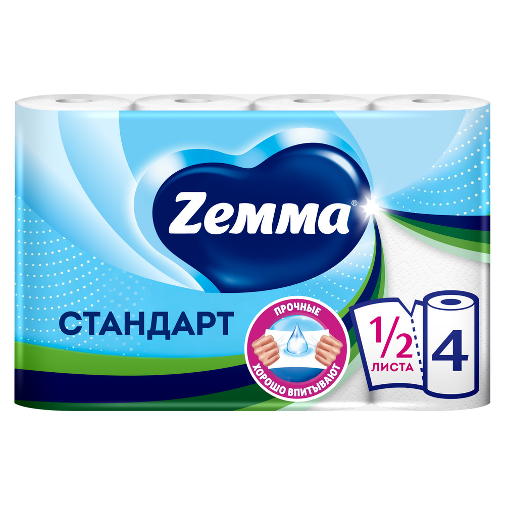 Бумажные полотенца ZEMMA 4шт 2сл Стандарт
