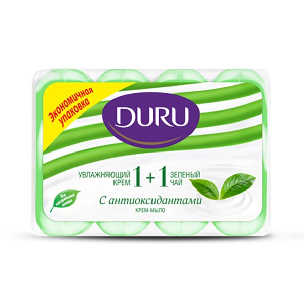 Крем-мыло туалетное DURU 1+1 4 80г Зелёный чай (э/пак)