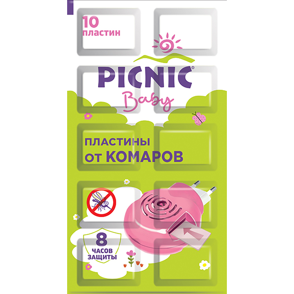 Средство от летающих PICNIC Baby 10шт пластины от комаров 288