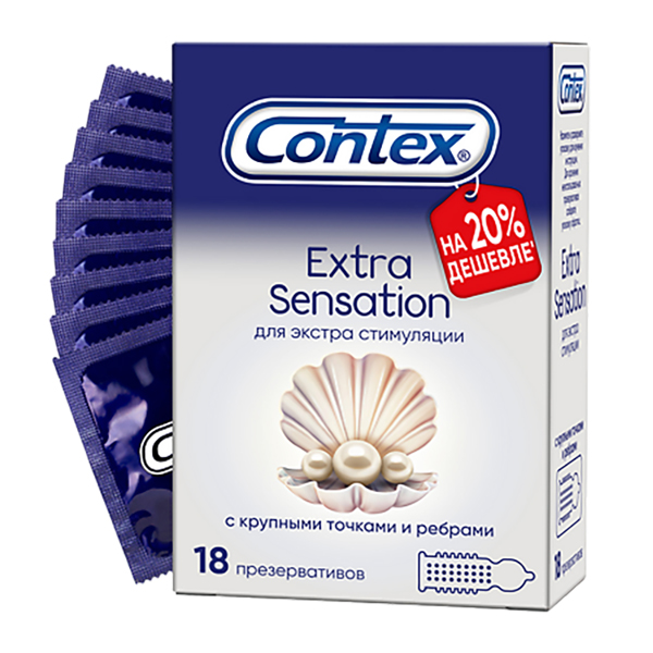 Презервативы Contex Extra Sensation 18шт/уп из натурального латекса