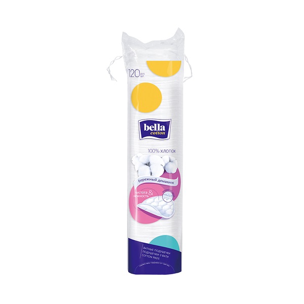 BELLA Cotton 120шт Ватные подушечки круглые