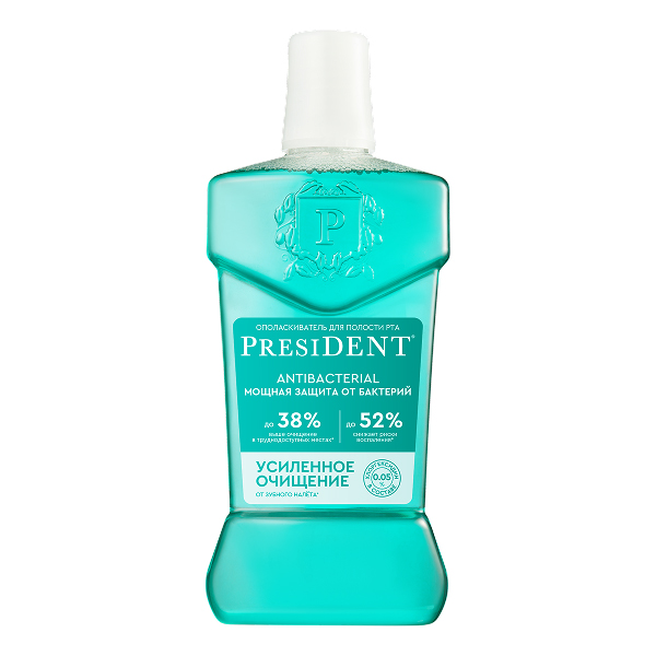 Ополаскиватель для полости рта PRESIDENT 400мл Antibacterial Мощная Защита