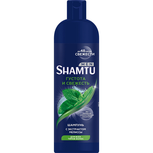 Шампунь для волос SHAMTU 500мл Густота и свежесть с экстрактом мелиссы для мужчин