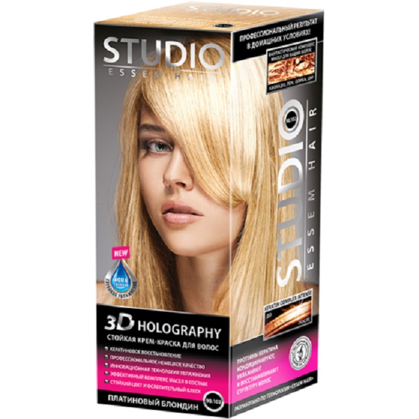 Крем-краска для волос STUDIO 3D Golografic 50/50/15мл 90.102 Платиновый блондин 6