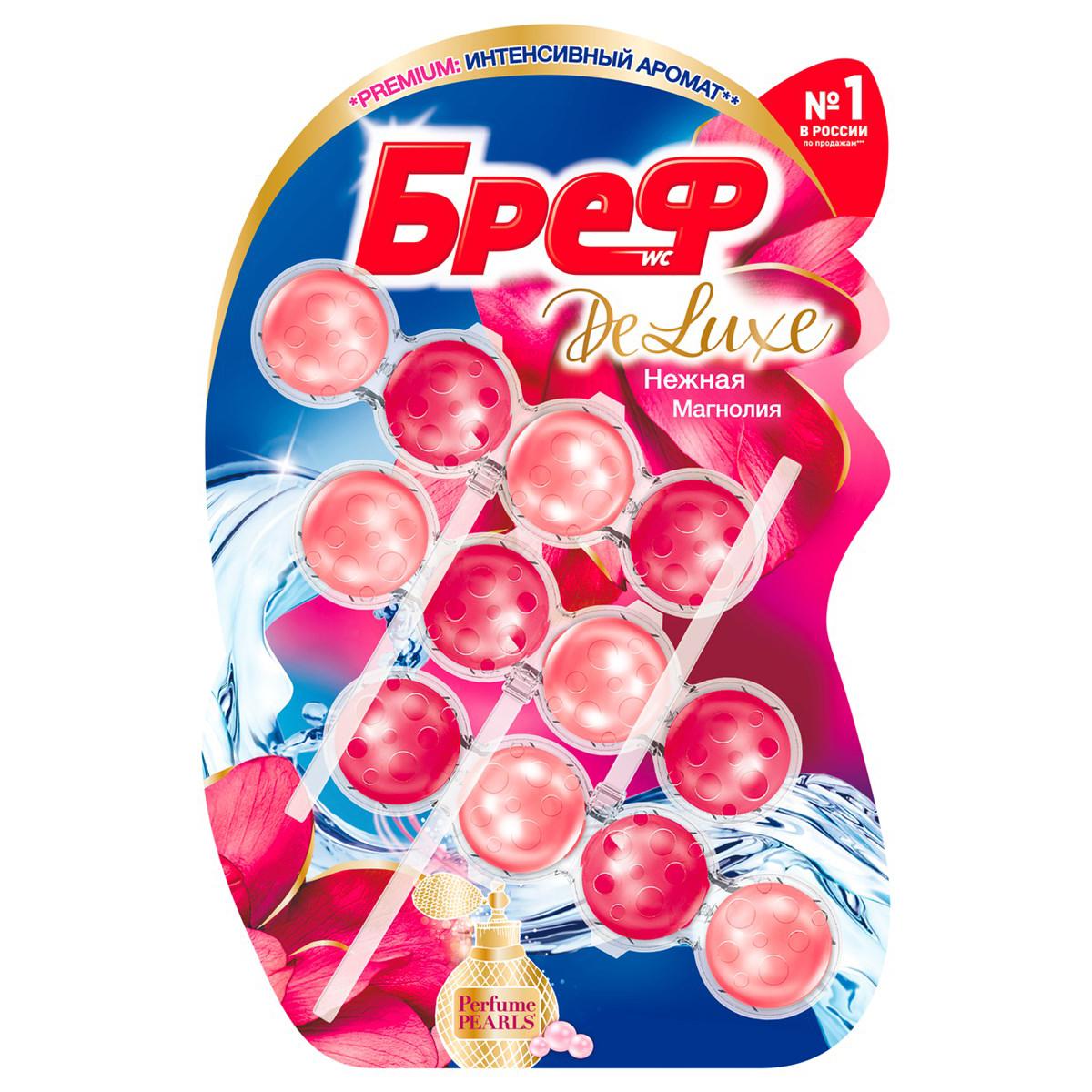 Средство для санузлов БРЕФ 3x50г Туалетный блок Делюкс Нежная магнолия