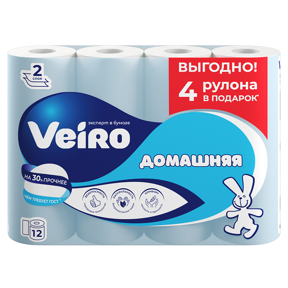Бумага туалетная VEIRO 12шт 2сл Домашняя
