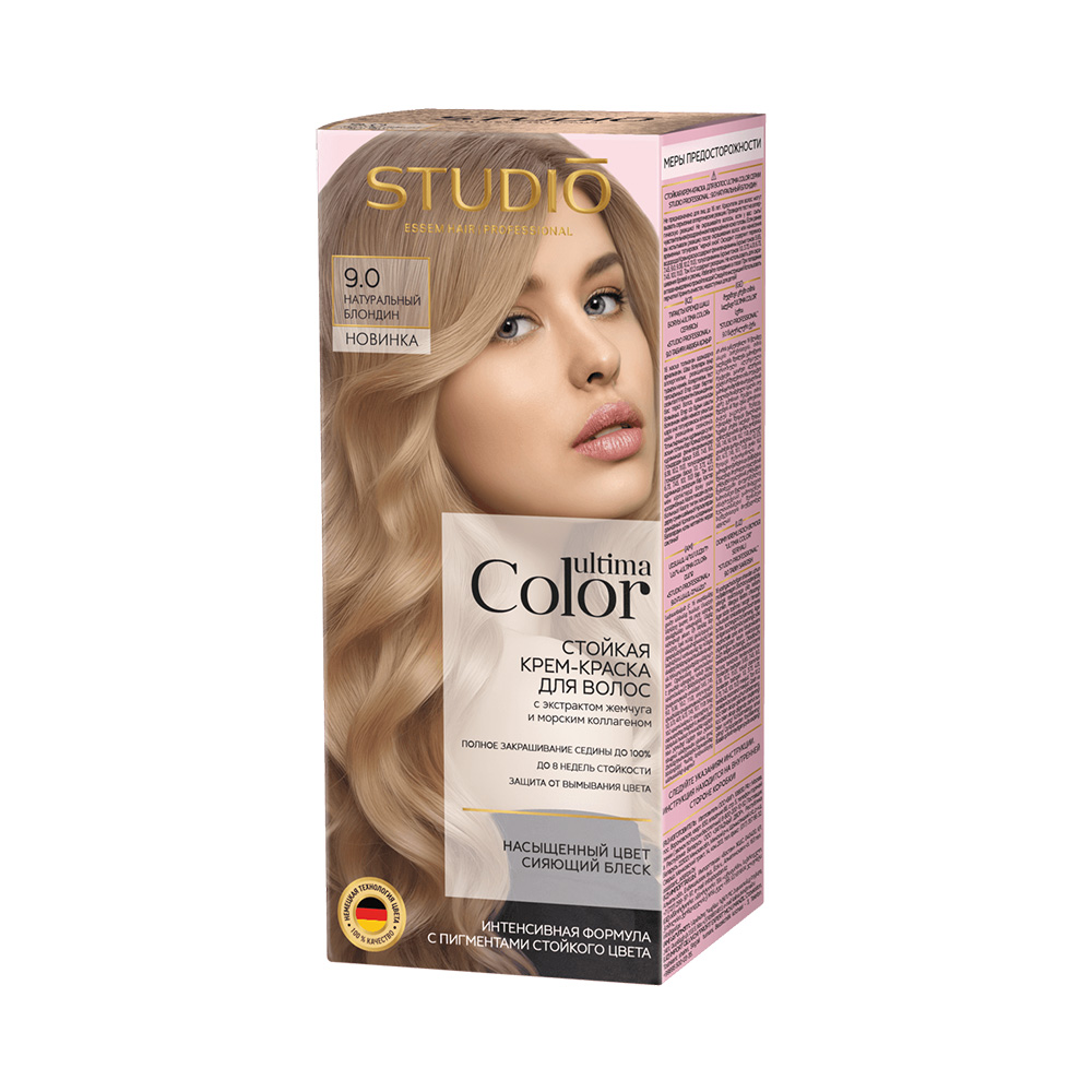 Крем-краска для волос Studio Professional 50/50мл стойкая Ultima Color 9.0 натуральный блондин
