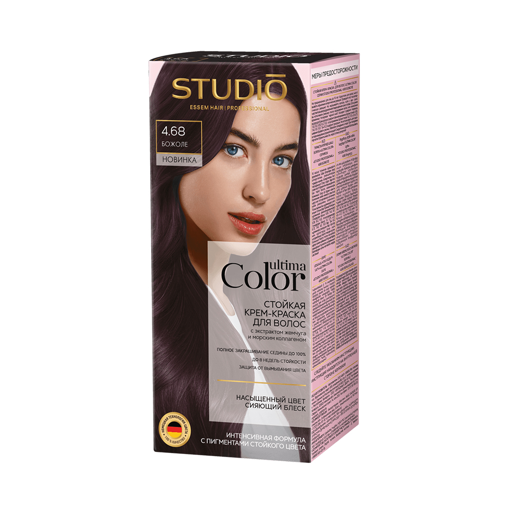 Крем-краска для волос Studio Professional 50/50мл стойкая Ultima Color 4.68 божоле