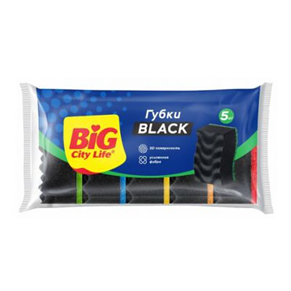 Губки кухонные BIG City 5шт крупнопористые Black Diamond (30шт/ящ)