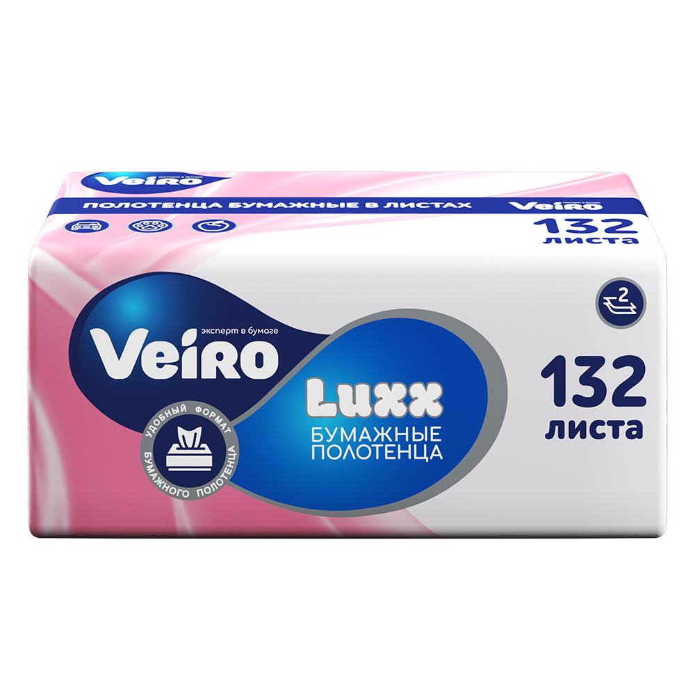 Полотенца бумажные VEIRO LUXX 132листа 2сл V сложения Белые