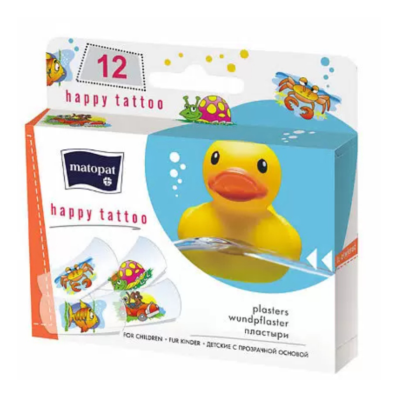 Пластырь MATOPAT 12шт Косметические пластыри HAPPY TATTOO в наборе