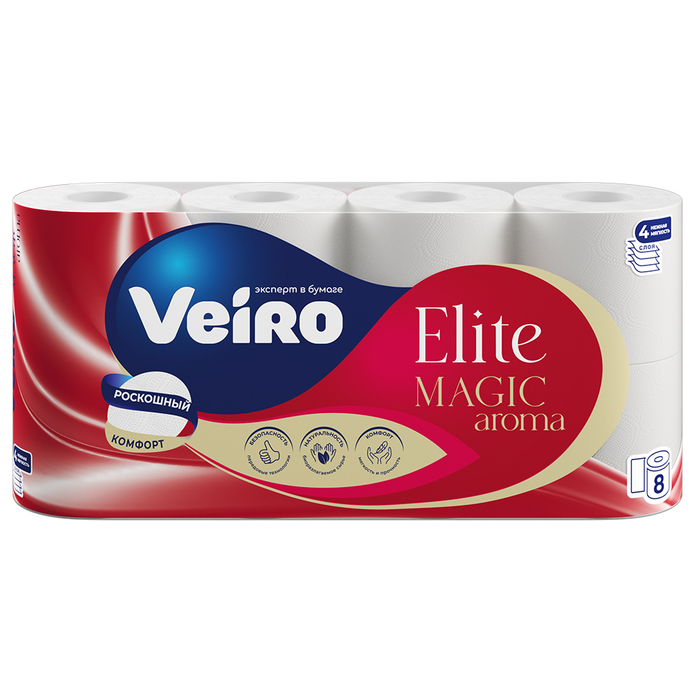 Бумага туалетная VEIRO 8шт 4сл ароматизированная Elite Aroma БЕЛЫЙ