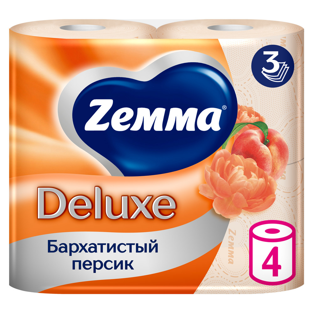 Туалетная бумага ZEMMA Deluxe 4шт 3сл Бархатистый персик