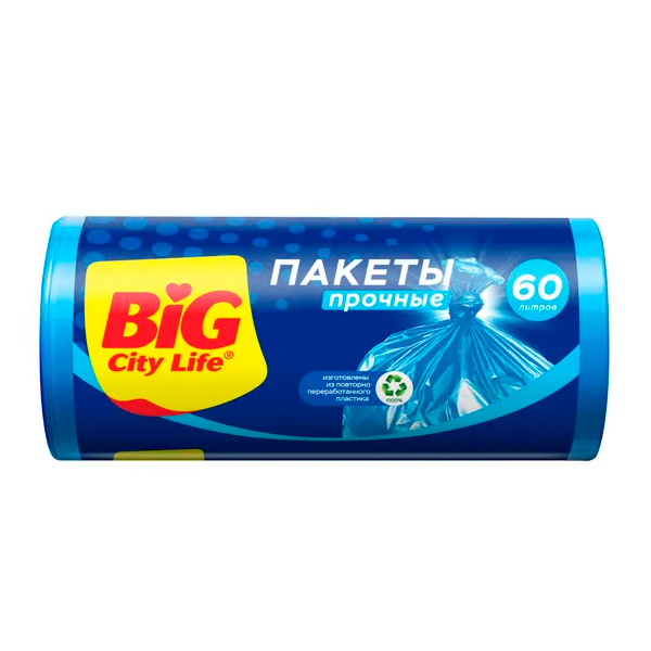 Пакеты для мусора BIG City 60л 50шт 60 79см HD синие (20шт/ящ)