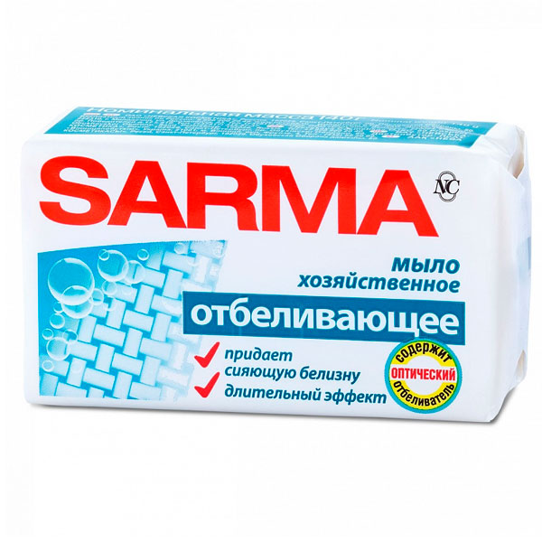Мыло хозяйственное САРМА 140г с отбеливающим эффектом