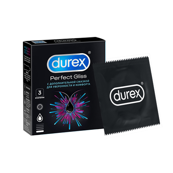 Презервативы Durex Perfect Gliss №3 из натурального латекса