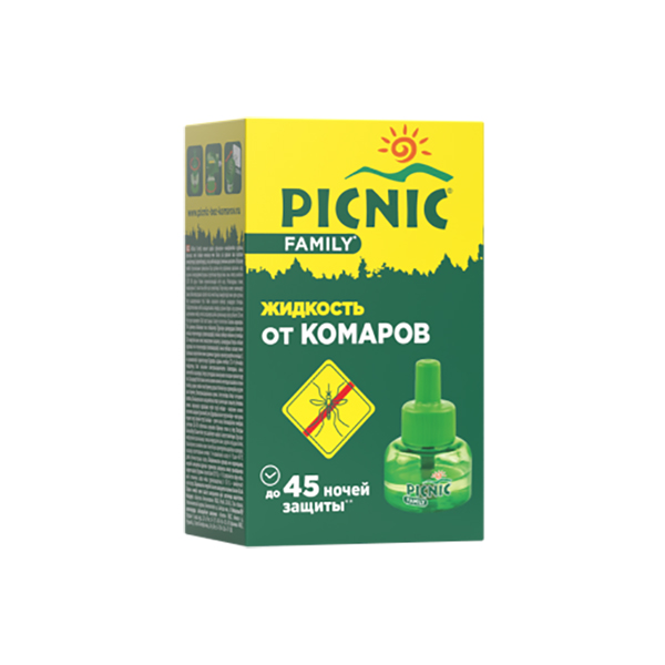 Средство от летающих PICNIC Family 30мл жидкость от комаров 45 ночей 12