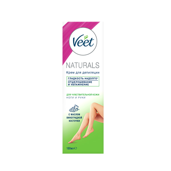 Крем для депиляции VEET Naturals 100мл с маслом виноградной косточки