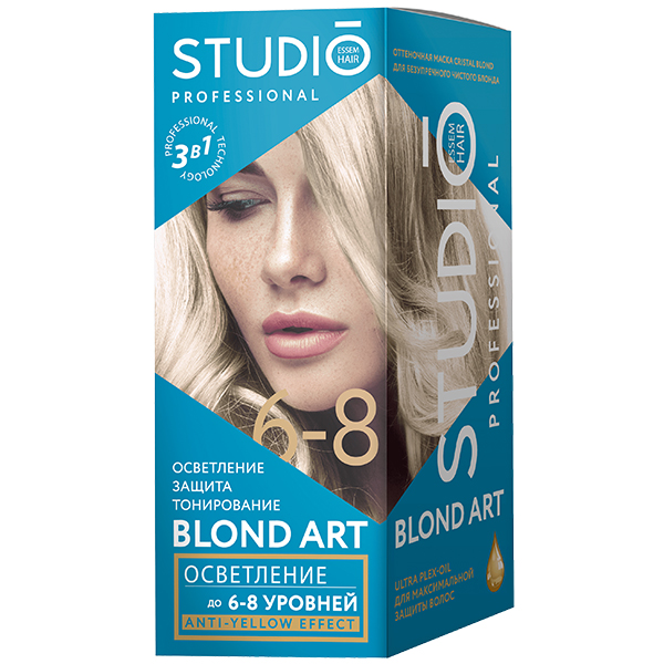 Средство для осветления волос STUDIO 3D 2 25г/100мл/25мл Осветление на 6-8 тонов 6