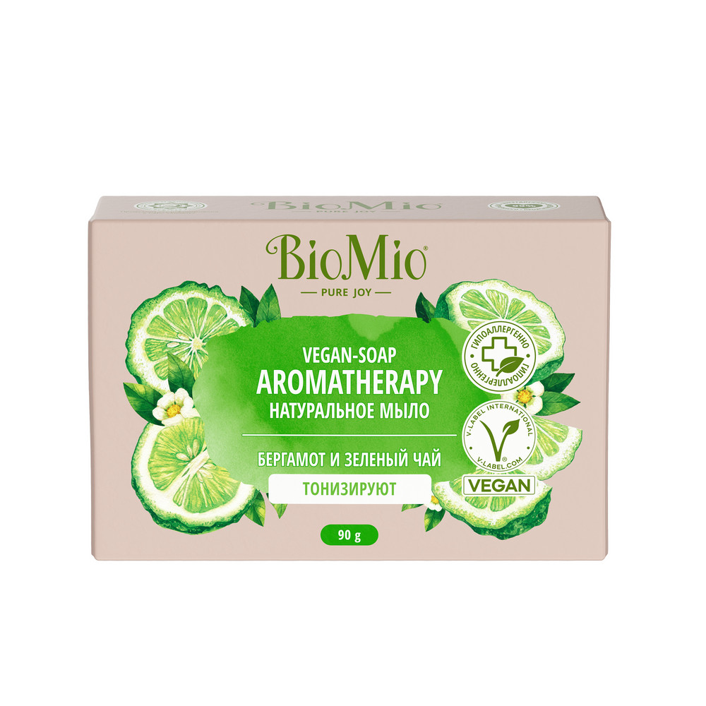 Мыло туалетное BIO MIO Bio Soap 90г натуральное БЕРГАМОТ и ЗЕЛЕНЫЙ ЧАЙ