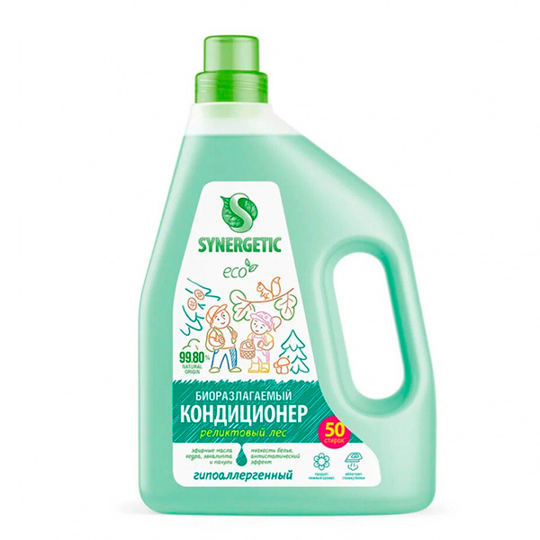 Кондиционер для белья SYNERGETIC 1500мл кондиционер-ополаскиватель для белья Реликтовый лес