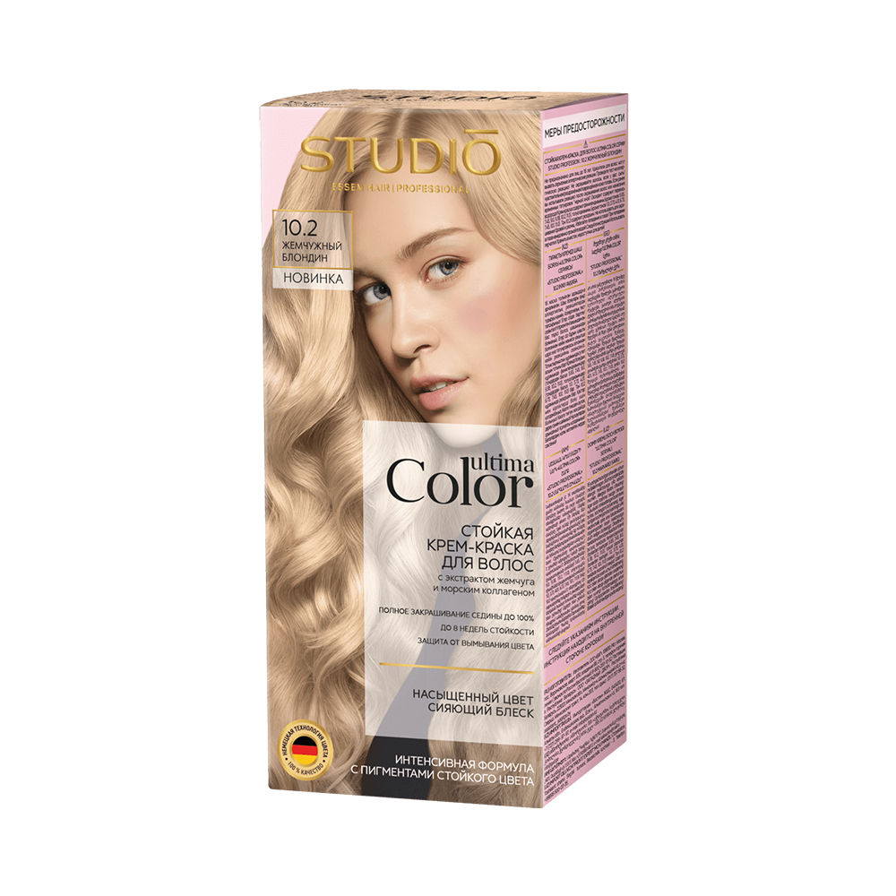 Крем-краска для волос Studio Professional 50/50мл стойкая Ultima Color 10.2 жемчужный блондин