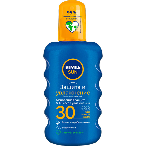 Солнцезащитный спрей NIVEA 200мл Защита и увлажнение SPF30