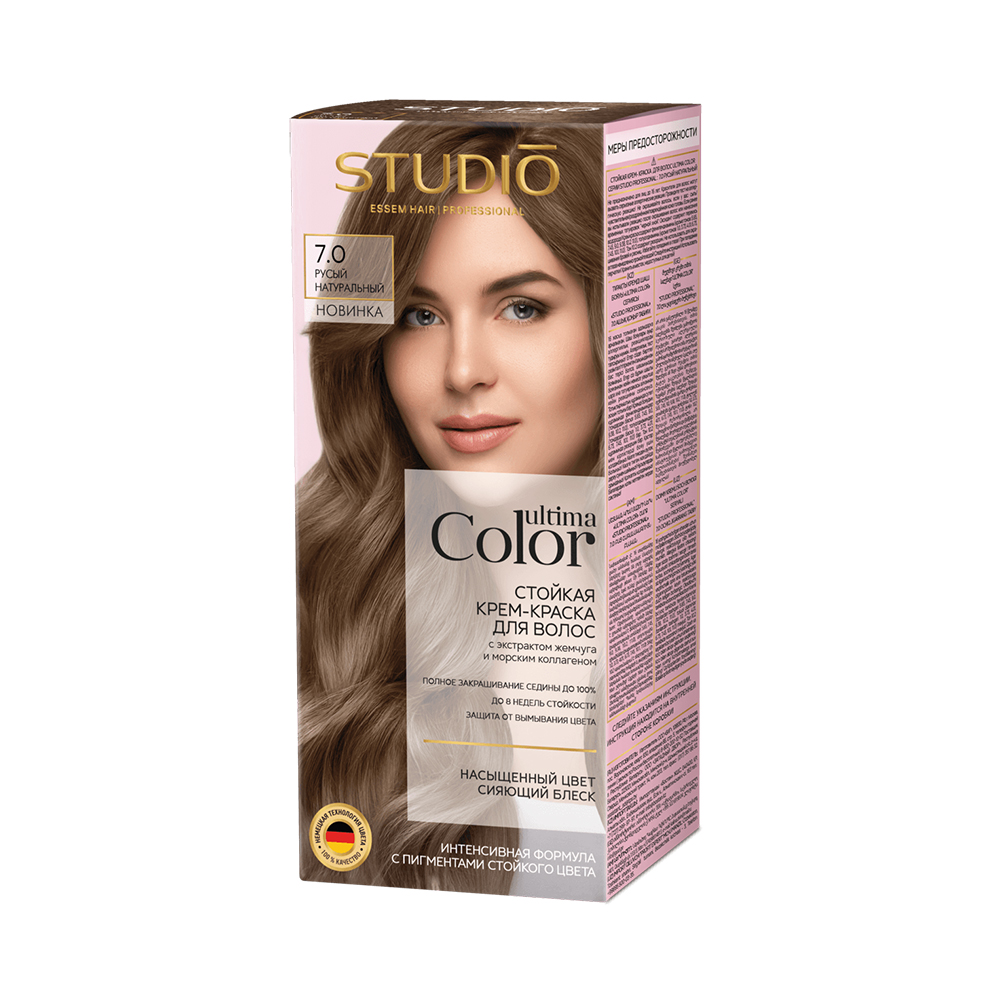 Крем-краска для волос Studio Professional 50/50мл стойкая Ultima Color 7.0 русый натуральный