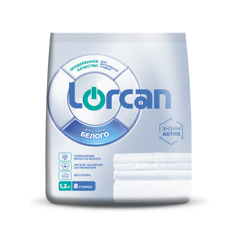 Средство для стирки Lorсan 1200г порошкообразное для белых тканей
