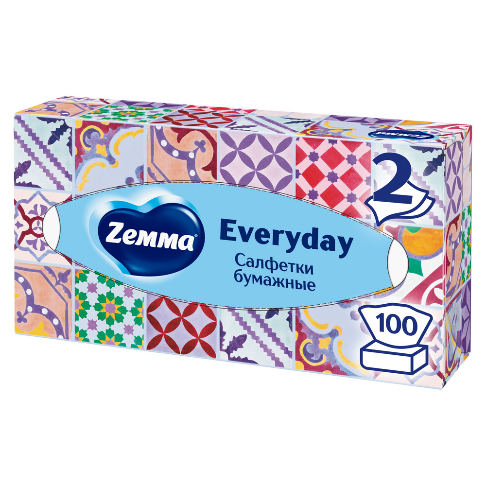 Бумажные салфетки ZEMMA 100шт 2сл Everyday  21