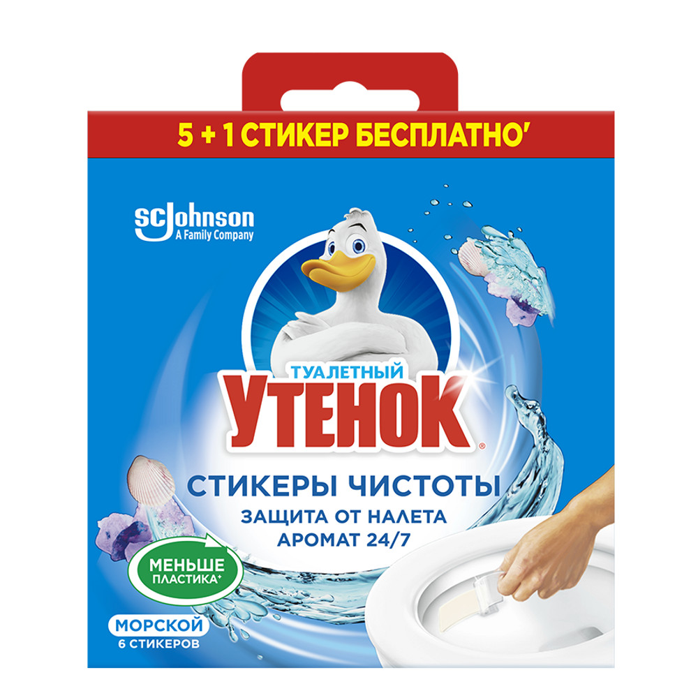 Средство для унитаза ТУАЛЕТНЫЙ УТЕНОК 6х10г Стикер Чистоты Морской /12