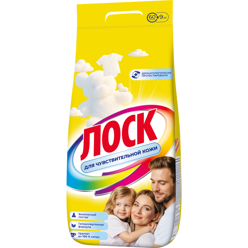 Порошок для стирки ЛОСК 9000г Нежный