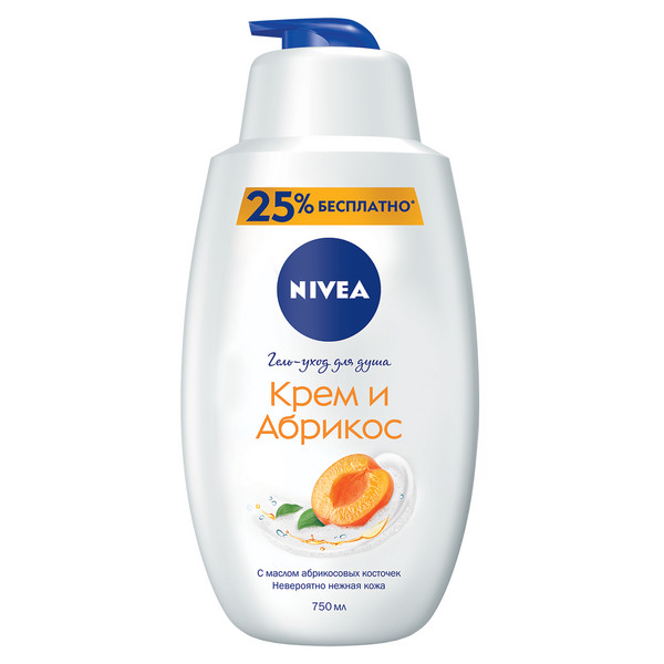 Гель для душа NIVEA 750мл Гель-уход Крем абрикос (Hydra IQ) 6