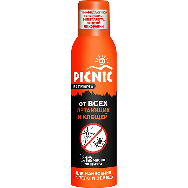 Средства от насекомых PICNIC Extreme 150см3 Аэрозоль от всех видов летающих насекомых и клещей