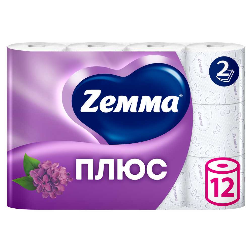 Туалетная бумага ZEMMA Плюс 12шт 2сл Сирень