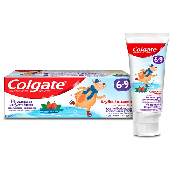 Зубная паста COLGATE 60мл для детей 6-9 вкус Клубники и Мяты