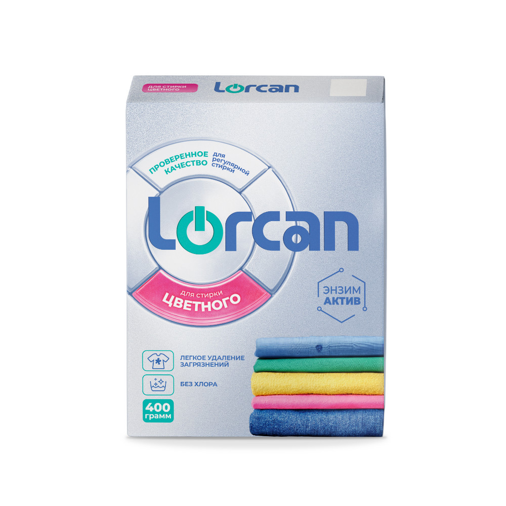 Средство моющее для стирки Lorсan 400г синтетическое порошкообразное для цветных тканей