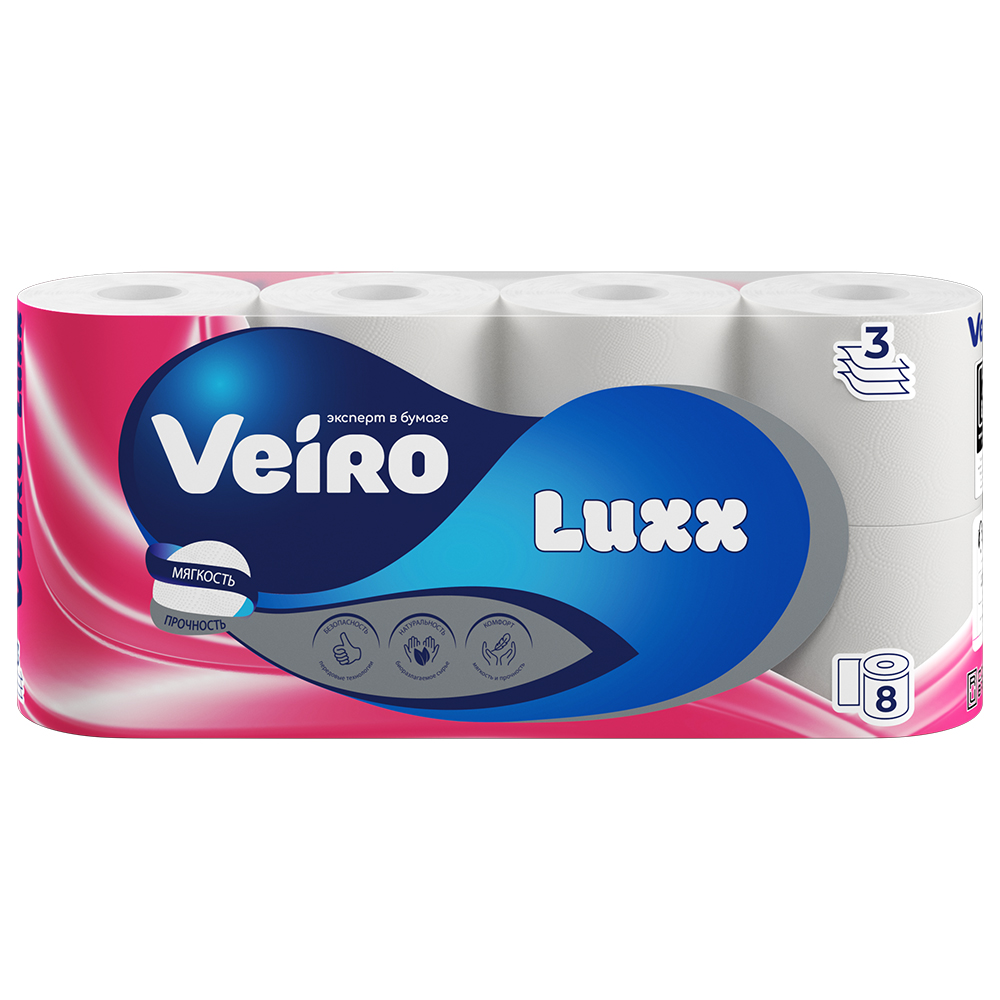 Туалетная бумага VEIRO Luxx 8шт 3сл Белая