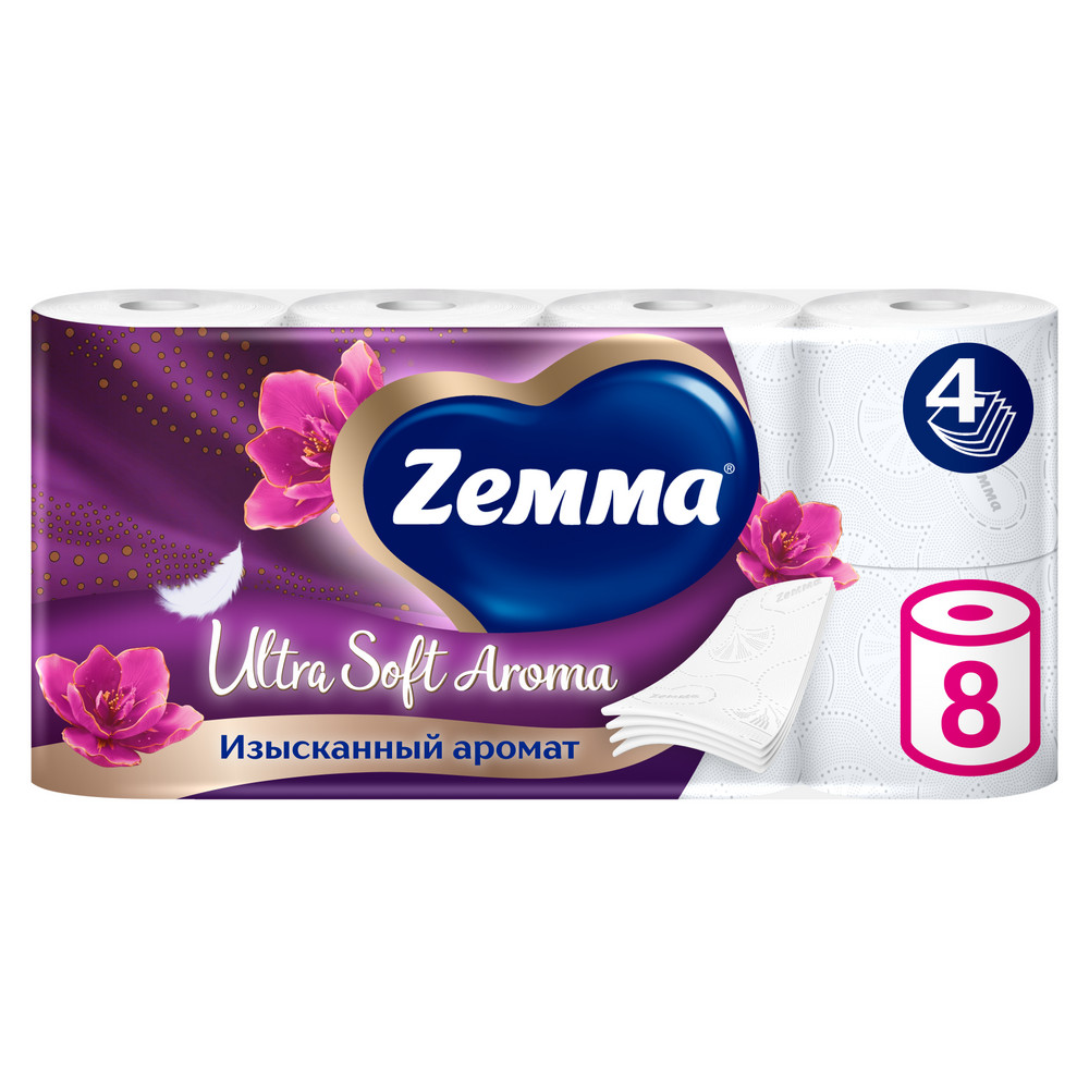 Туалетная бумага ZEMMA 8шт 4сл Ultra Soft Aroma