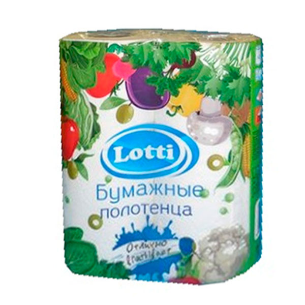 Бумажные полотенца LOTTI 2сл 2шт Белые 100% целлюлоза
