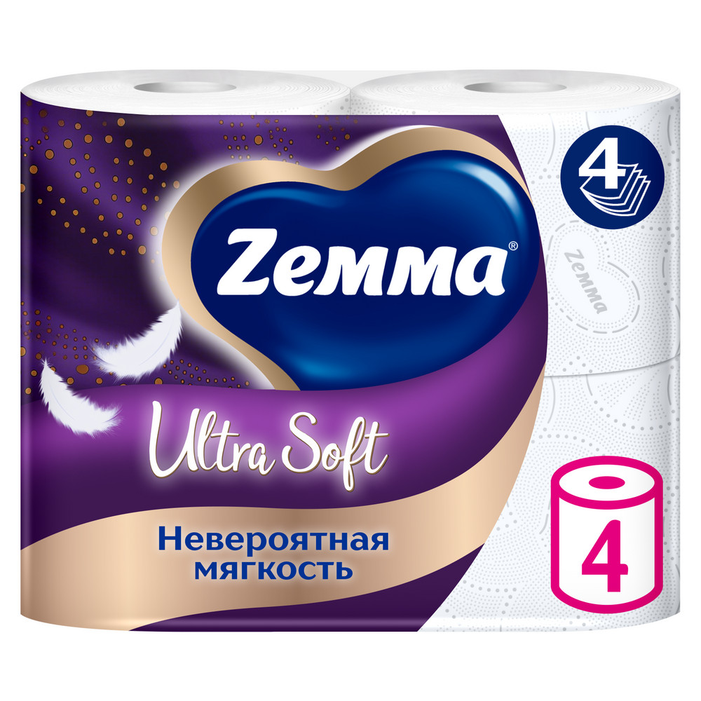 Туалетная бумага ZEMMA 4шт 4сл Ultra Soft