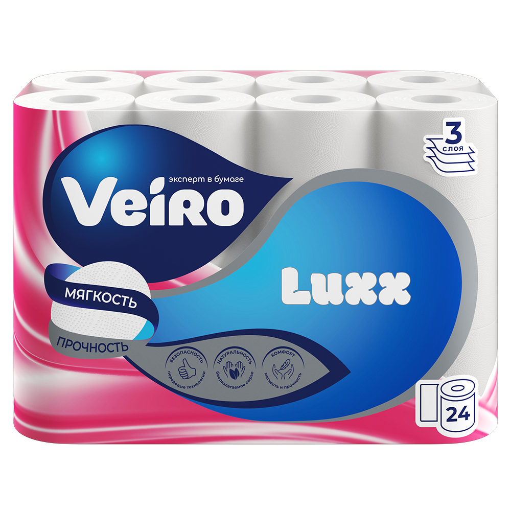Бумага туалетная VEIRO 24шт 3сл Luxx БЕЛЫЙ