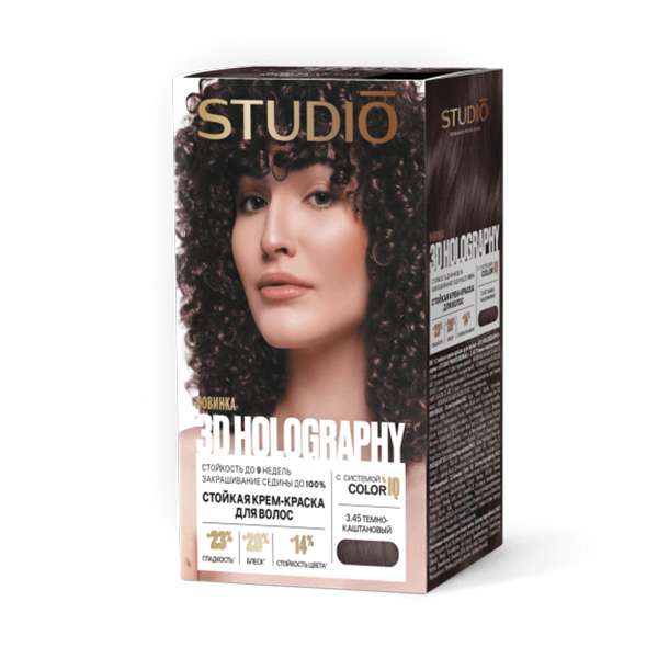 Крем-краска STUDIO professional HOLOGRAPHY 3D 50/50/25/15мл 3.45 Темно-каштановый