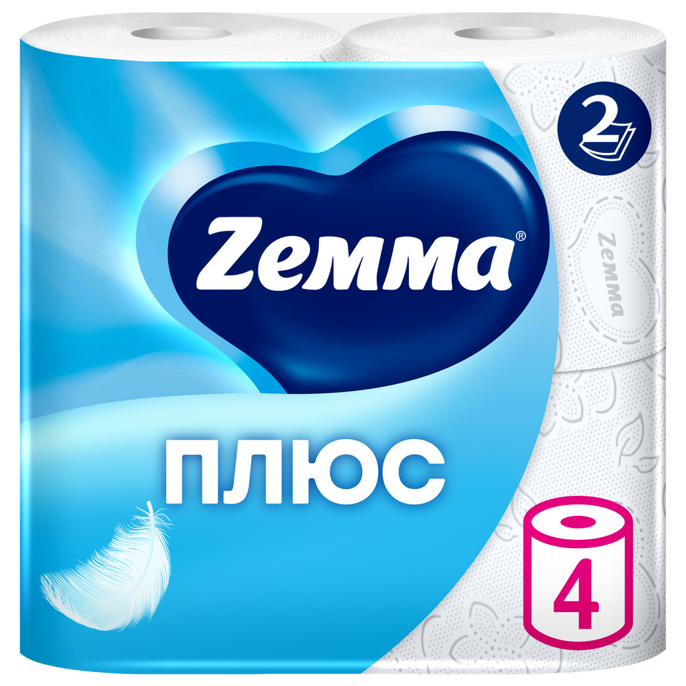 Туалетная бумага ZEMMA Плюс 4шт 2сл Белая