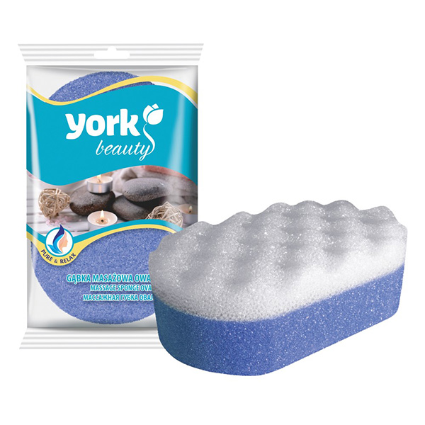 Губка для тела массажная YORK 1шт Oval/Овал  20