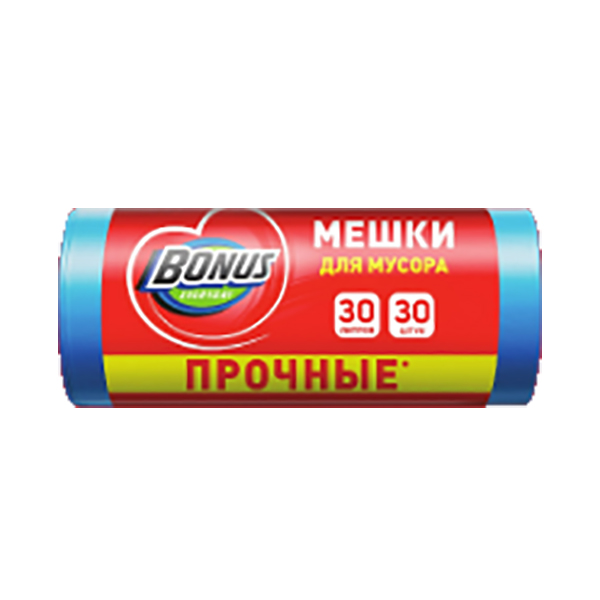 Пакеты для мусора BONUS 30л 30шт 45х55см HD синие (75шт/ящ)